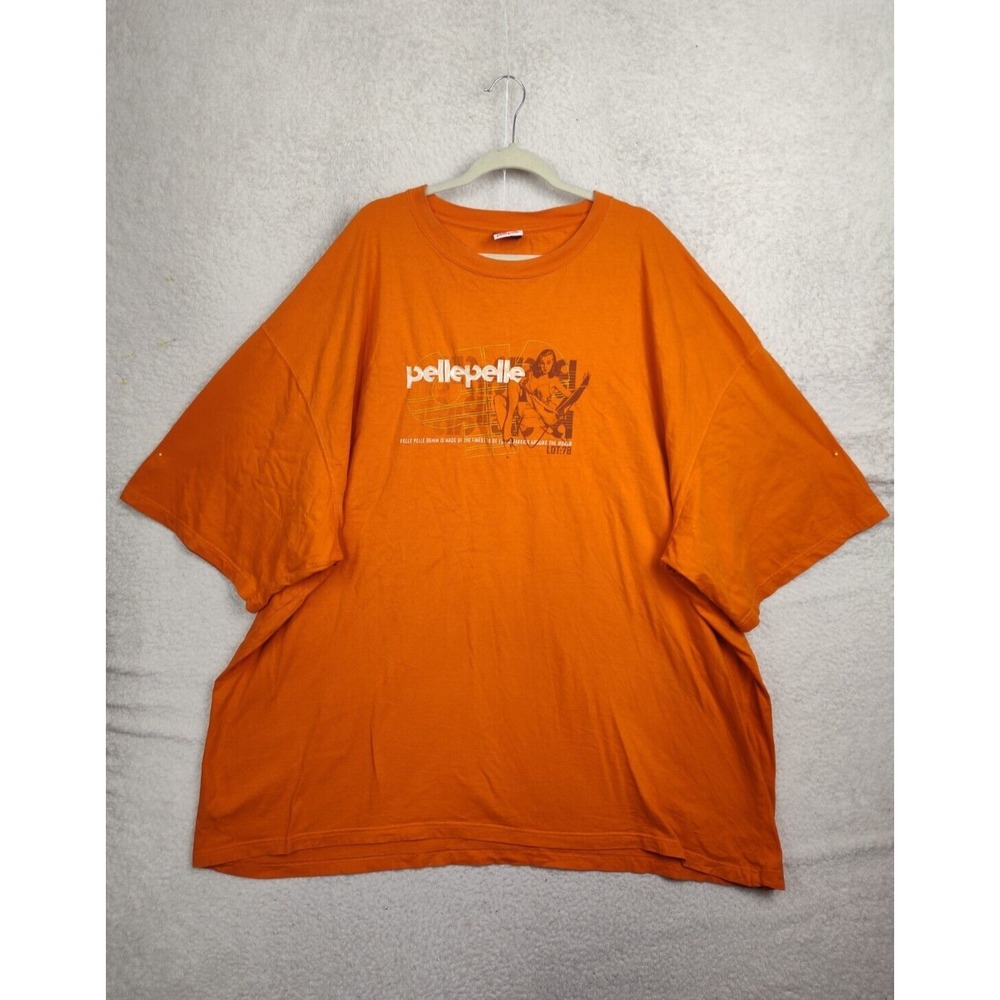 Pelle Pelle Men Shirt 5XL Orange Graphic Print 100% Cotton Short Sleeve Tee